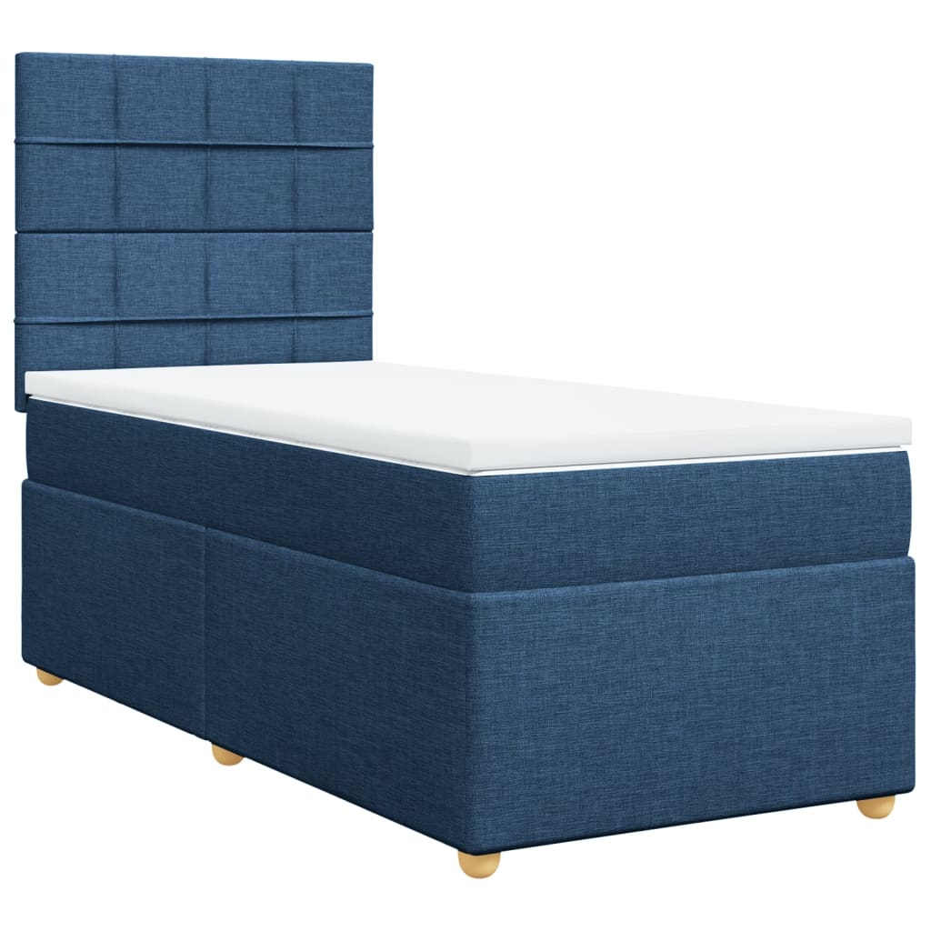 Boxspring met matras stof blauw 90x200 cm is nu te koop bij PeponiXL, paradijselijk wonen!