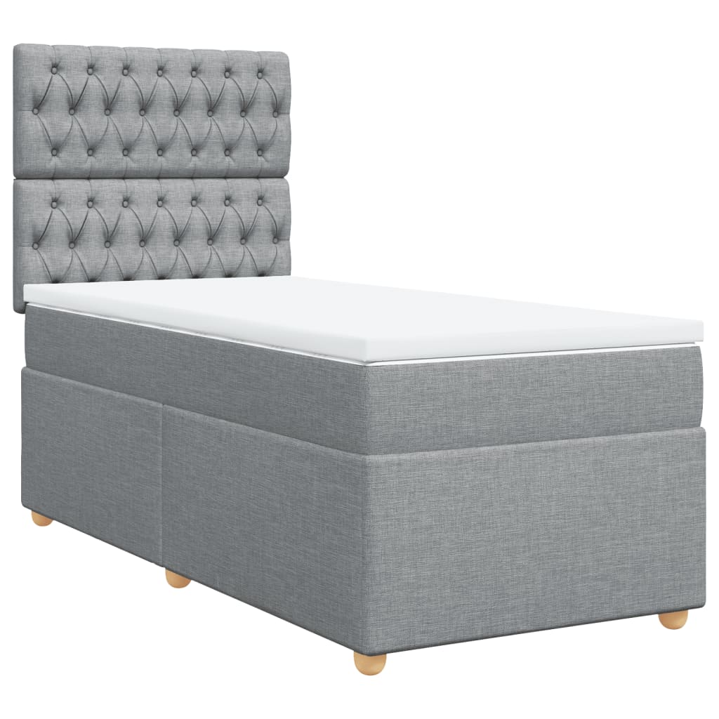 Boxspring met matras stof lichtgrijs 90x200 cm is nu te koop bij PeponiXL, paradijselijk wonen!