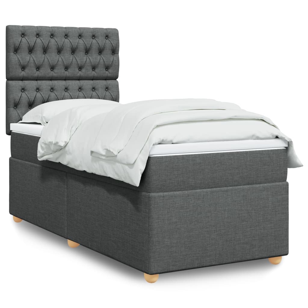 Boxspring met matras stof donkergrijs 90x200 cm is nu te koop bij PeponiXL, paradijselijk wonen!
