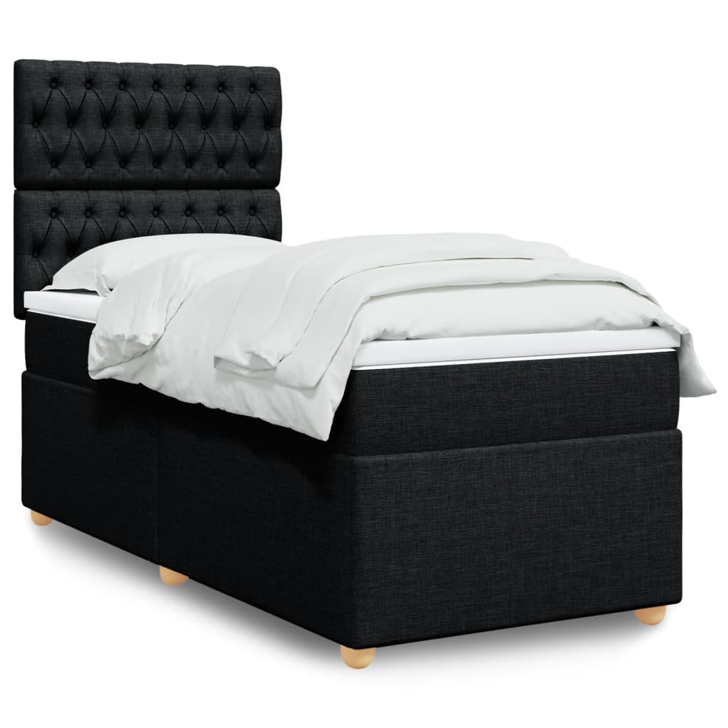 Boxspring met matras stof zwart 90x200 cm is nu te koop bij PeponiXL, paradijselijk wonen!
