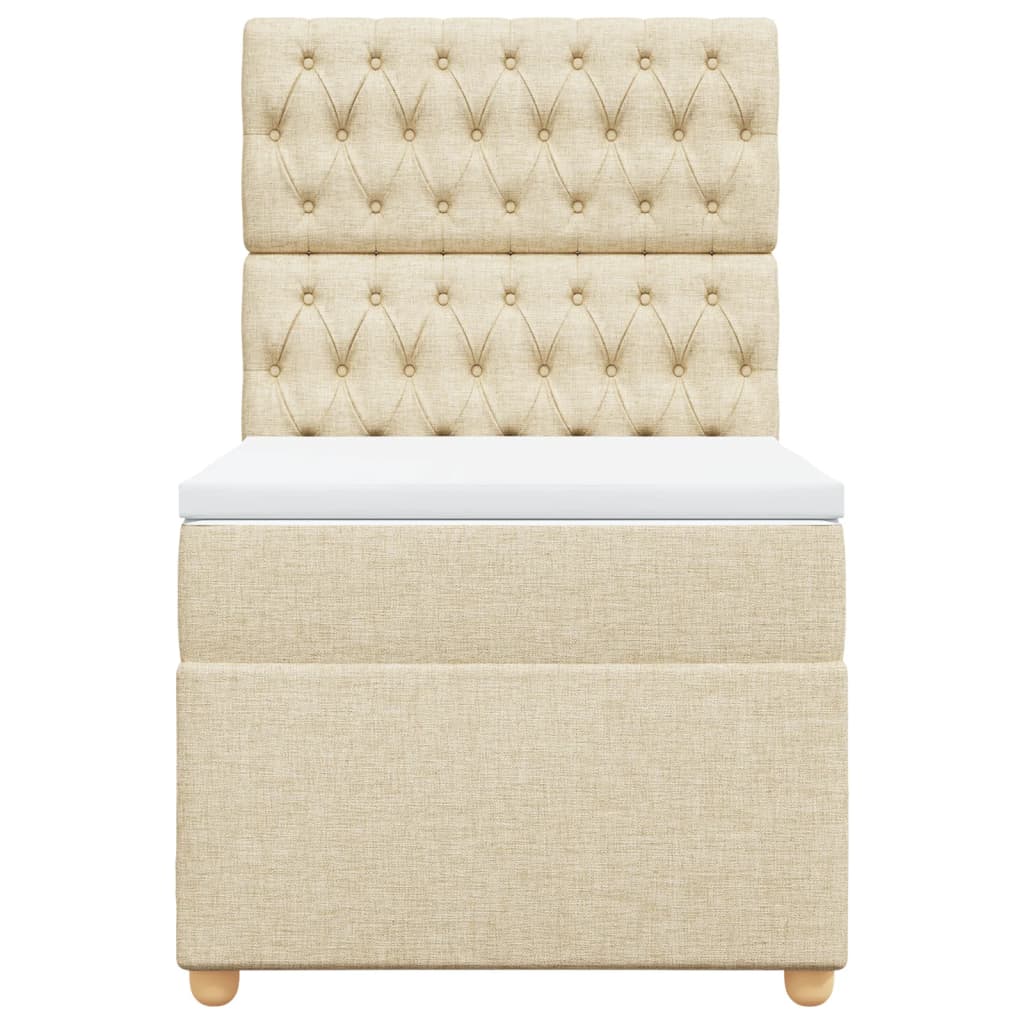 Boxspring met matras stof crèmekleurig 90x200 cm is nu te koop bij PeponiXL, paradijselijk wonen!