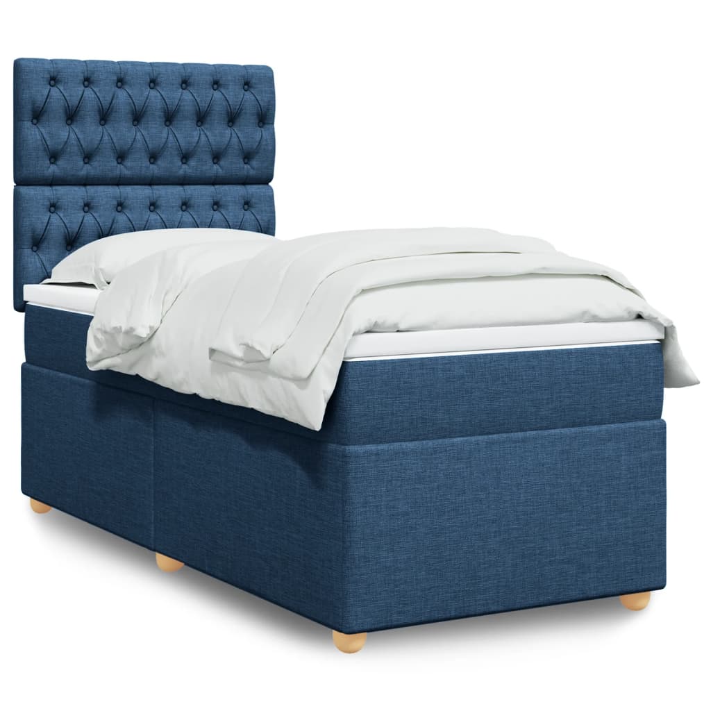 Boxspring met matras stof blauw 90x200 cm is nu te koop bij PeponiXL, paradijselijk wonen!