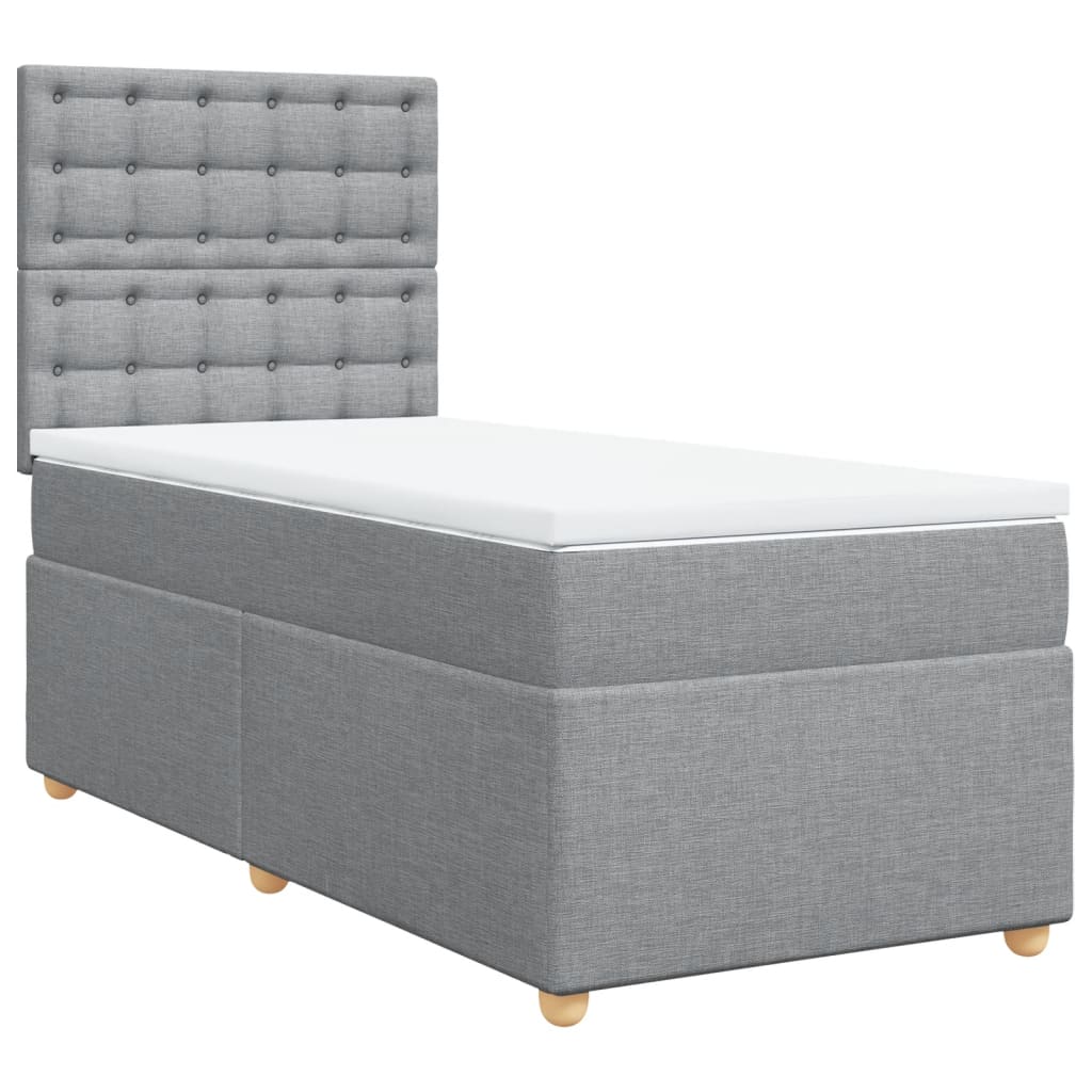 Boxspring met matras stof lichtgrijs 90x200 cm is nu te koop bij PeponiXL, paradijselijk wonen!