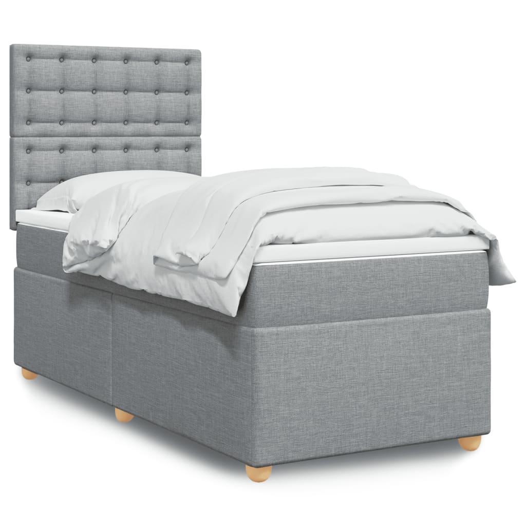 Boxspring met matras stof lichtgrijs 90x200 cm is nu te koop bij PeponiXL, paradijselijk wonen!
