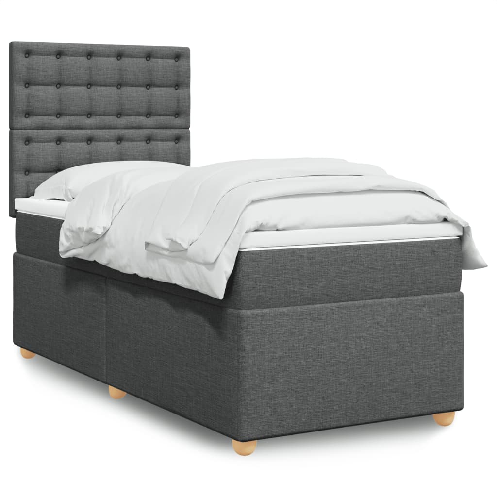 Boxspring met matras stof donkergrijs 90x200 cm is nu te koop bij PeponiXL, paradijselijk wonen!