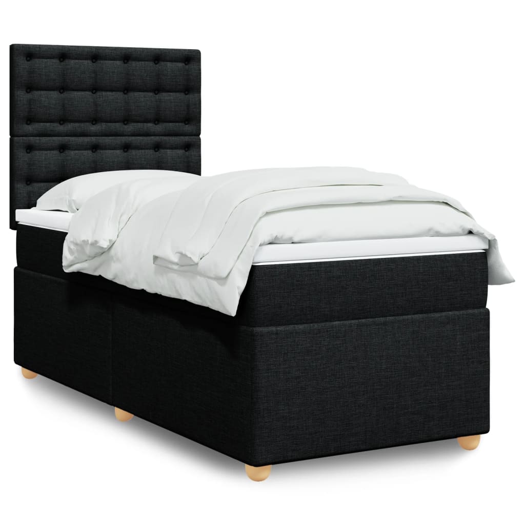 Boxspring met matras stof zwart 90x200 cm is nu te koop bij PeponiXL, paradijselijk wonen!