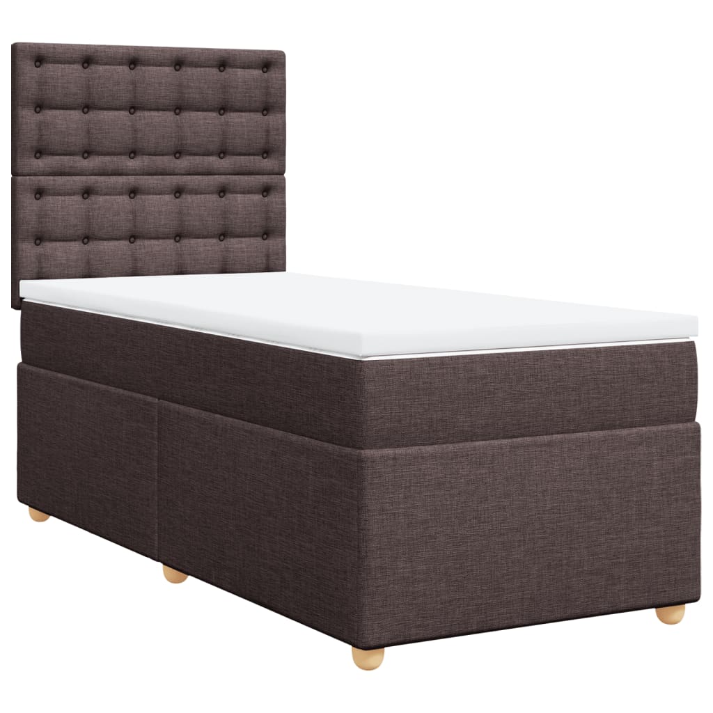 Boxspring met matras stof donkerbruin 90x200 cm is nu te koop bij PeponiXL, paradijselijk wonen!