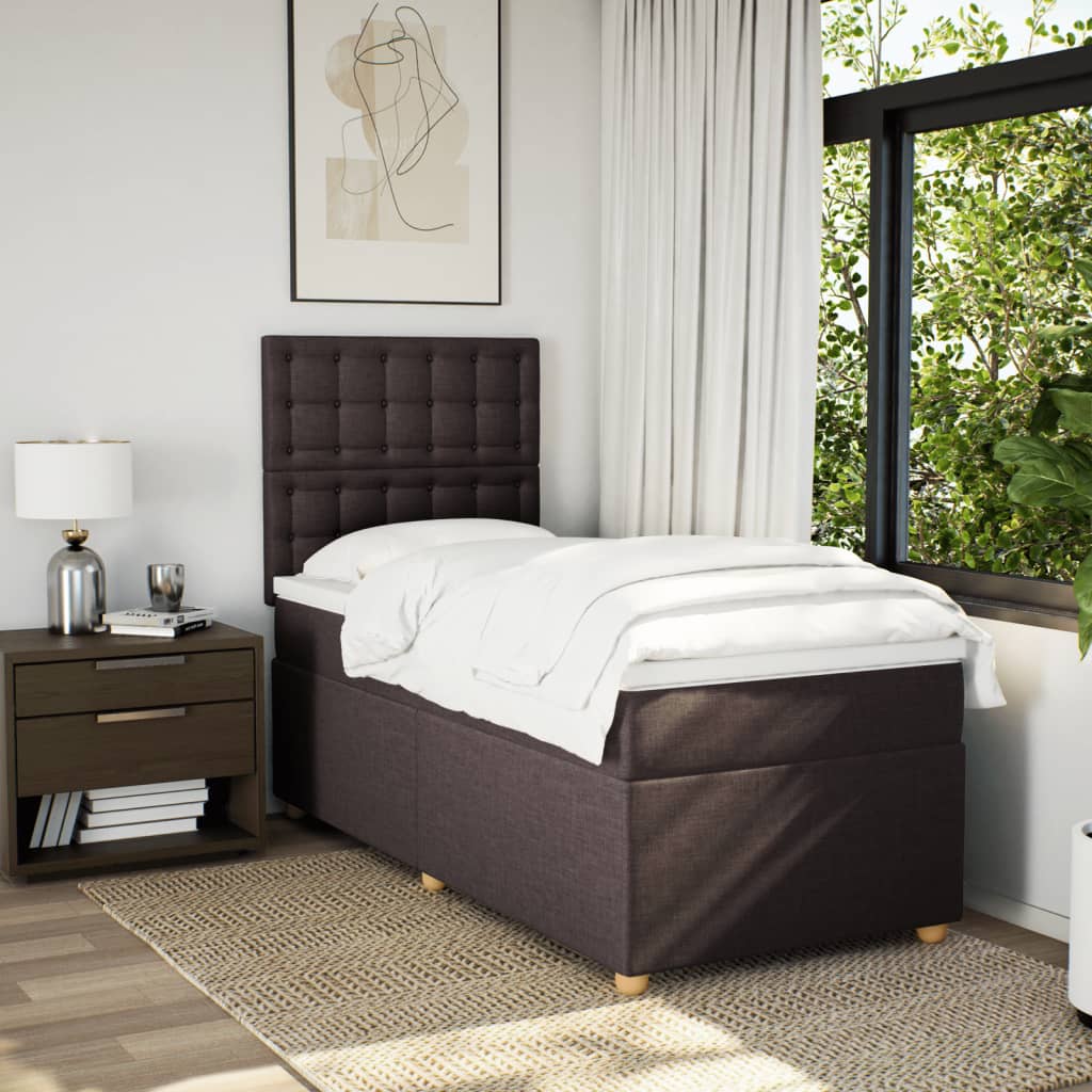 Boxspring met matras stof donkerbruin 90x200 cm is nu te koop bij PeponiXL, paradijselijk wonen!