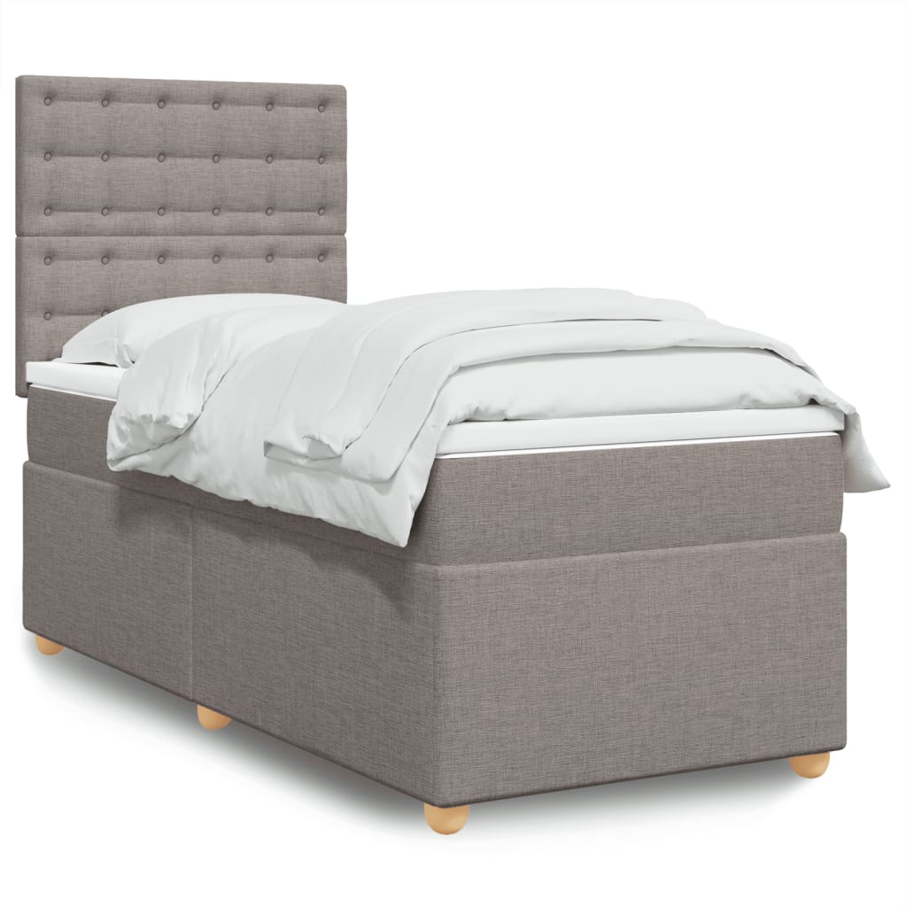 Boxspring met matras stof taupe 90x200 cm is nu te koop bij PeponiXL, paradijselijk wonen!