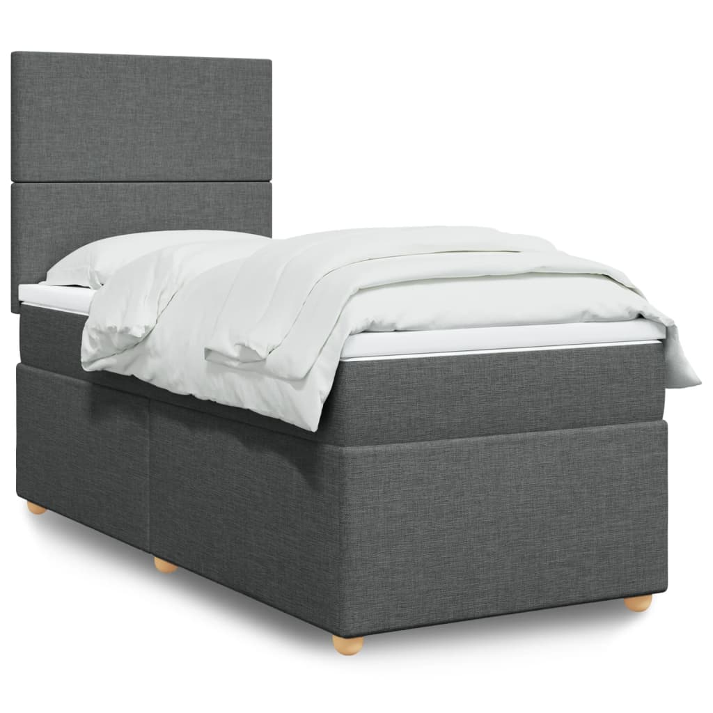 Boxspring met matras stof donkergrijs 100x200 cm is nu te koop bij PeponiXL, paradijselijk wonen!