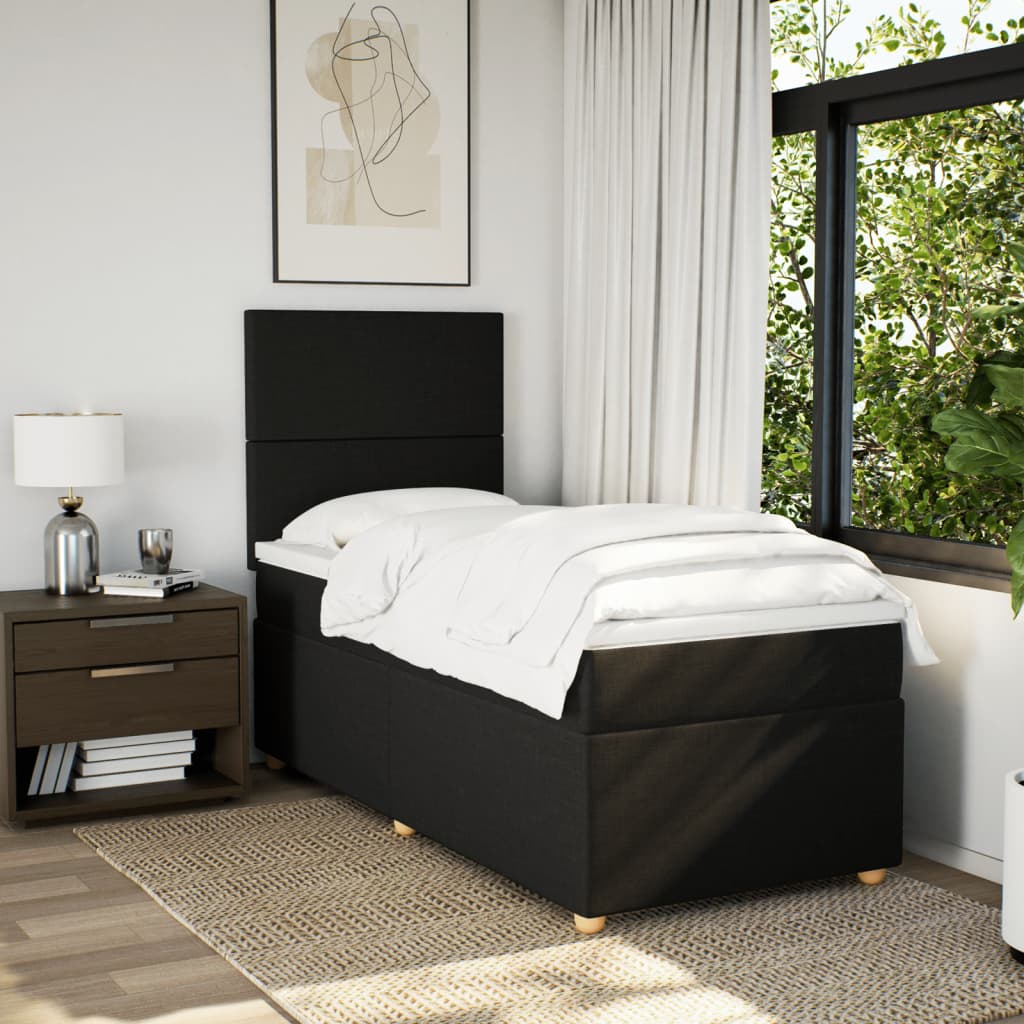 Boxspring met matras stof zwart 100x200 cm is nu te koop bij PeponiXL, paradijselijk wonen!