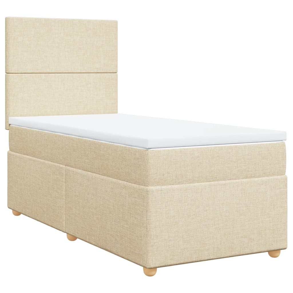 Boxspring met matras stof crèmekleurig 100x200 cm is nu te koop bij PeponiXL, paradijselijk wonen!