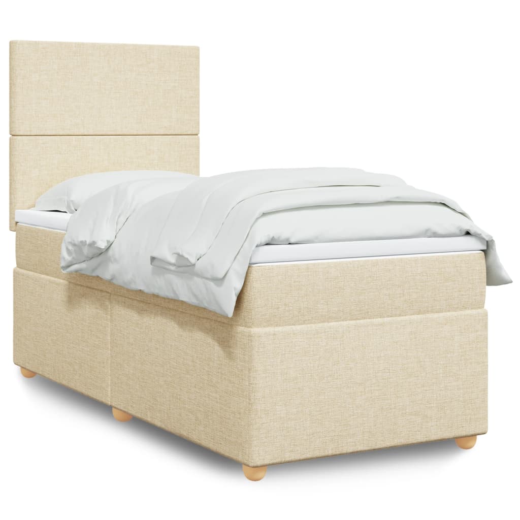Boxspring met matras stof crèmekleurig 100x200 cm is nu te koop bij PeponiXL, paradijselijk wonen!