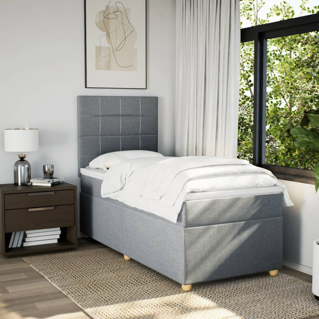 Boxspring met matras stof lichtgrijs 100x200 cm is nu te koop bij PeponiXL, paradijselijk wonen!