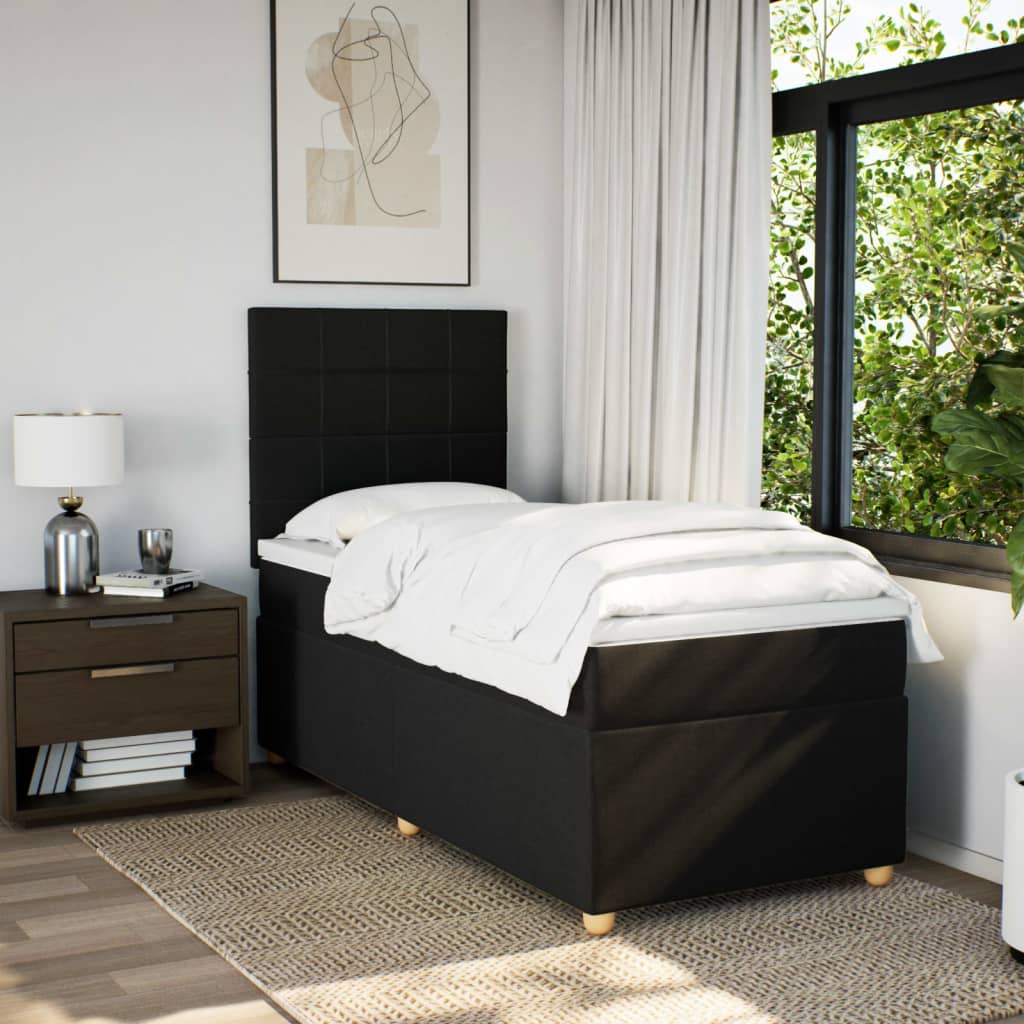 Boxspring met matras stof zwart 100x200 cm is nu te koop bij PeponiXL, paradijselijk wonen!