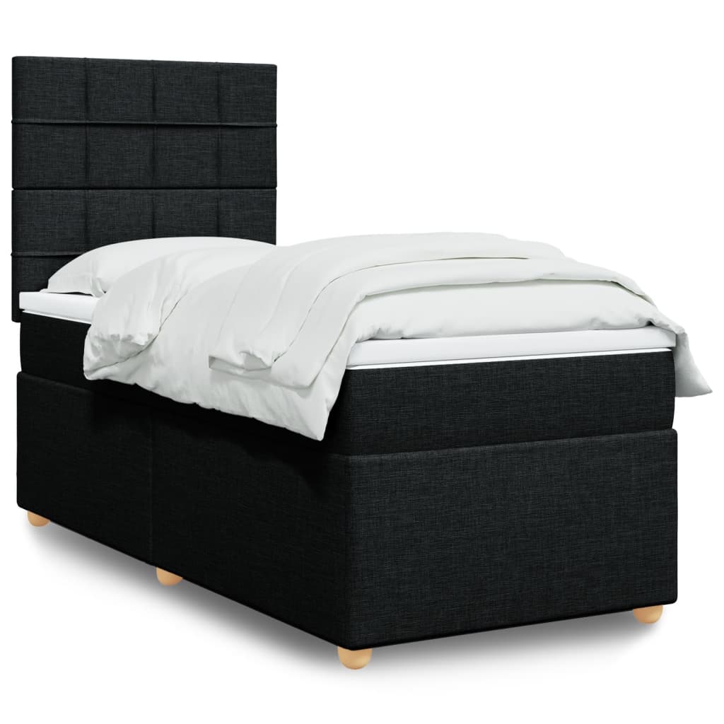 Boxspring met matras stof zwart 100x200 cm is nu te koop bij PeponiXL, paradijselijk wonen!