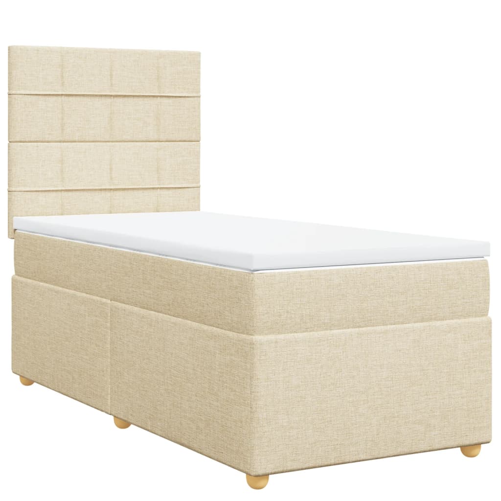 Boxspring met matras stof crèmekleurig 100x200 cm is nu te koop bij PeponiXL, paradijselijk wonen!