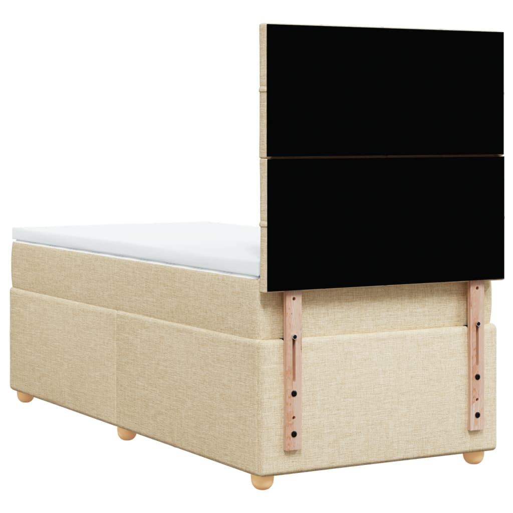 Boxspring met matras stof crèmekleurig 100x200 cm is nu te koop bij PeponiXL, paradijselijk wonen!