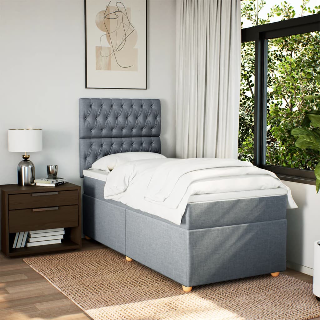 Boxspring met matras stof lichtgrijs 100x200 cm is nu te koop bij PeponiXL, paradijselijk wonen!