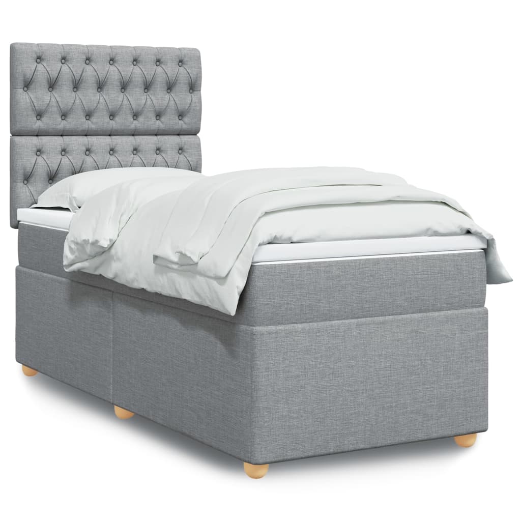 Boxspring met matras stof lichtgrijs 100x200 cm is nu te koop bij PeponiXL, paradijselijk wonen!