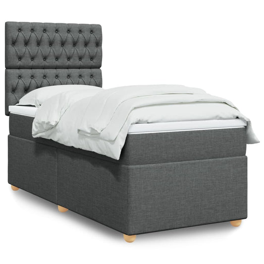 Boxspring met matras stof donkergrijs 100x200 cm is nu te koop bij PeponiXL, paradijselijk wonen!
