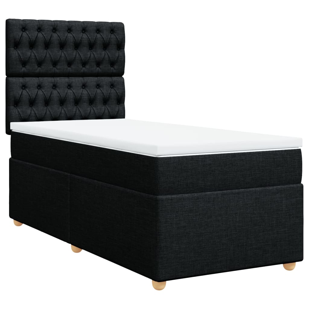 Boxspring met matras stof zwart 100x200 cm is nu te koop bij PeponiXL, paradijselijk wonen!