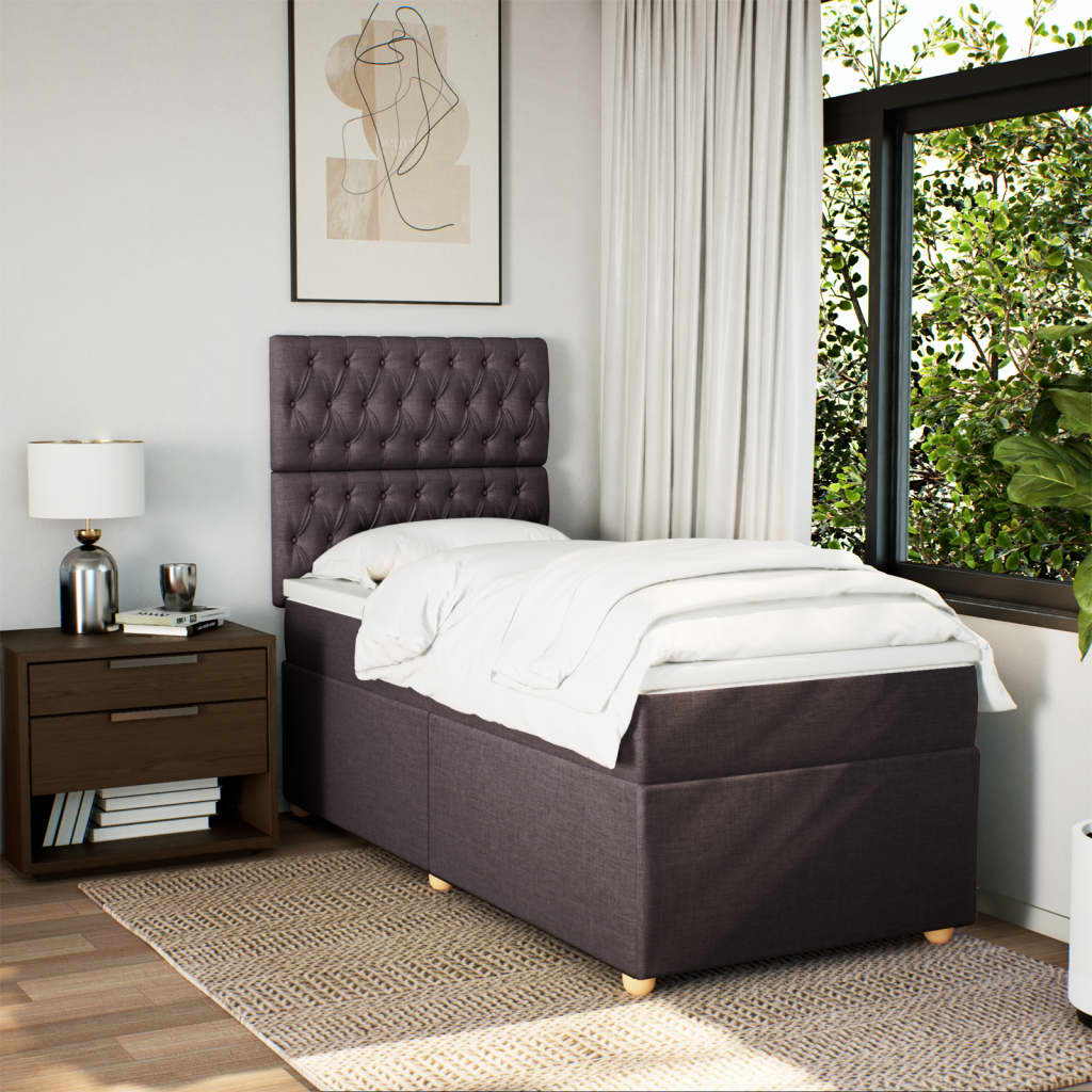 Boxspring met matras stof donkerbruin 100x200 cm is nu te koop bij PeponiXL, paradijselijk wonen!