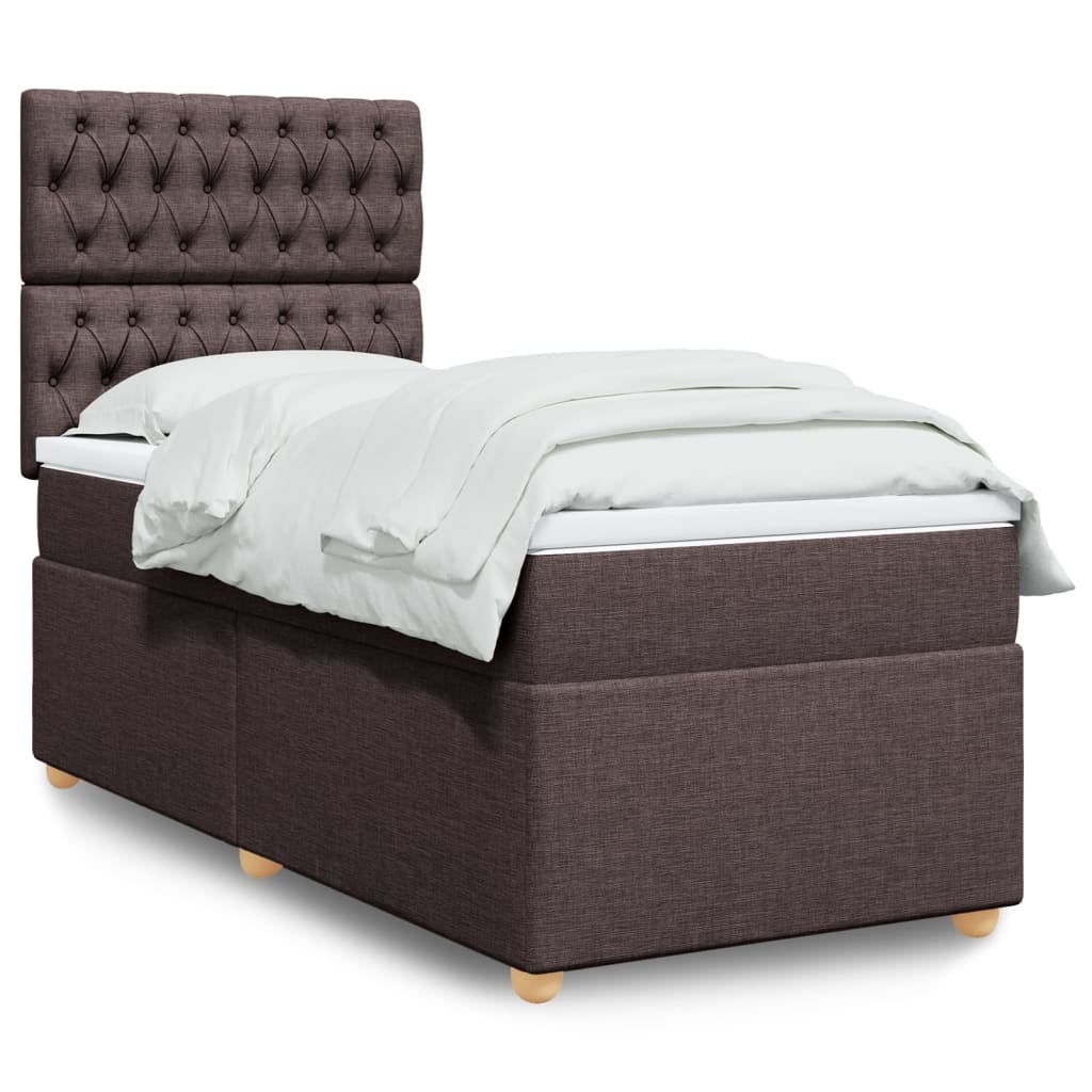 Boxspring met matras stof donkerbruin 100x200 cm is nu te koop bij PeponiXL, paradijselijk wonen!