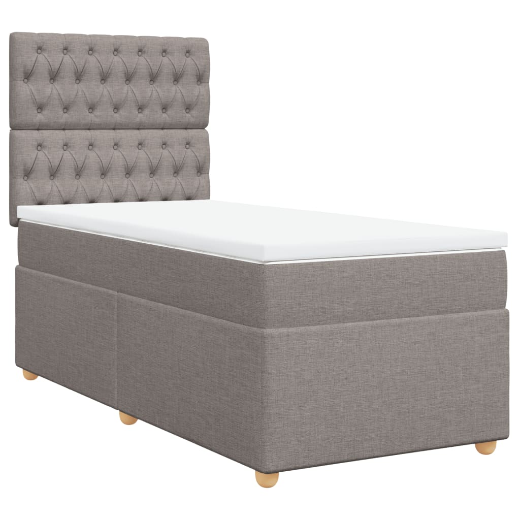 Boxspring met matras stof taupe 100x200 cm is nu te koop bij PeponiXL, paradijselijk wonen!