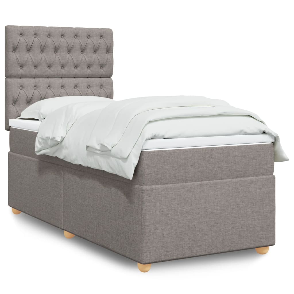 Boxspring met matras stof taupe 100x200 cm is nu te koop bij PeponiXL, paradijselijk wonen!