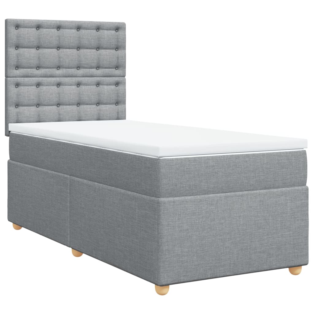 Boxspring met matras stof lichtgrijs 100x200 cm is nu te koop bij PeponiXL, paradijselijk wonen!