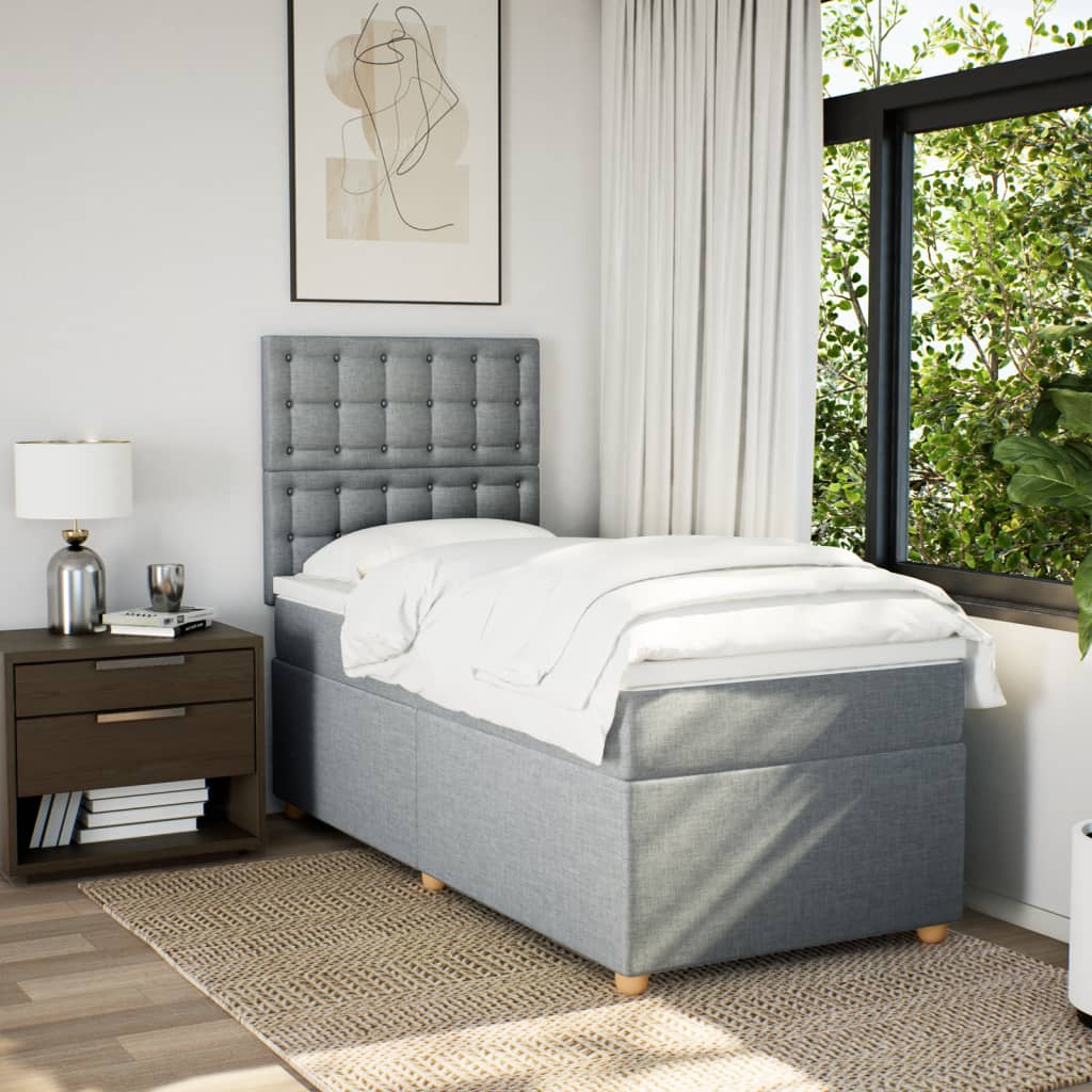 Boxspring met matras stof lichtgrijs 100x200 cm is nu te koop bij PeponiXL, paradijselijk wonen!
