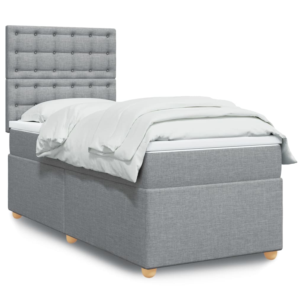 Boxspring met matras stof lichtgrijs 100x200 cm is nu te koop bij PeponiXL, paradijselijk wonen!