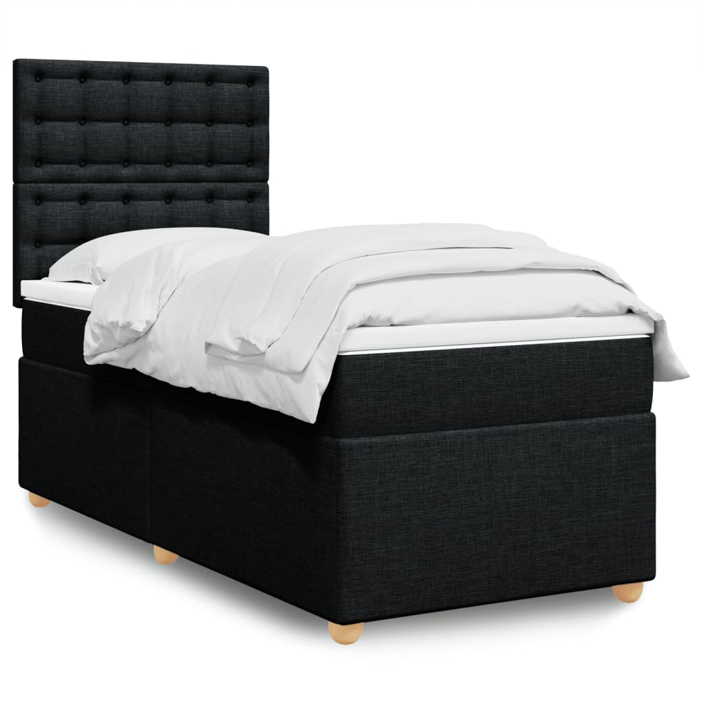 Boxspring met matras stof zwart 100x200 cm is nu te koop bij PeponiXL, paradijselijk wonen!