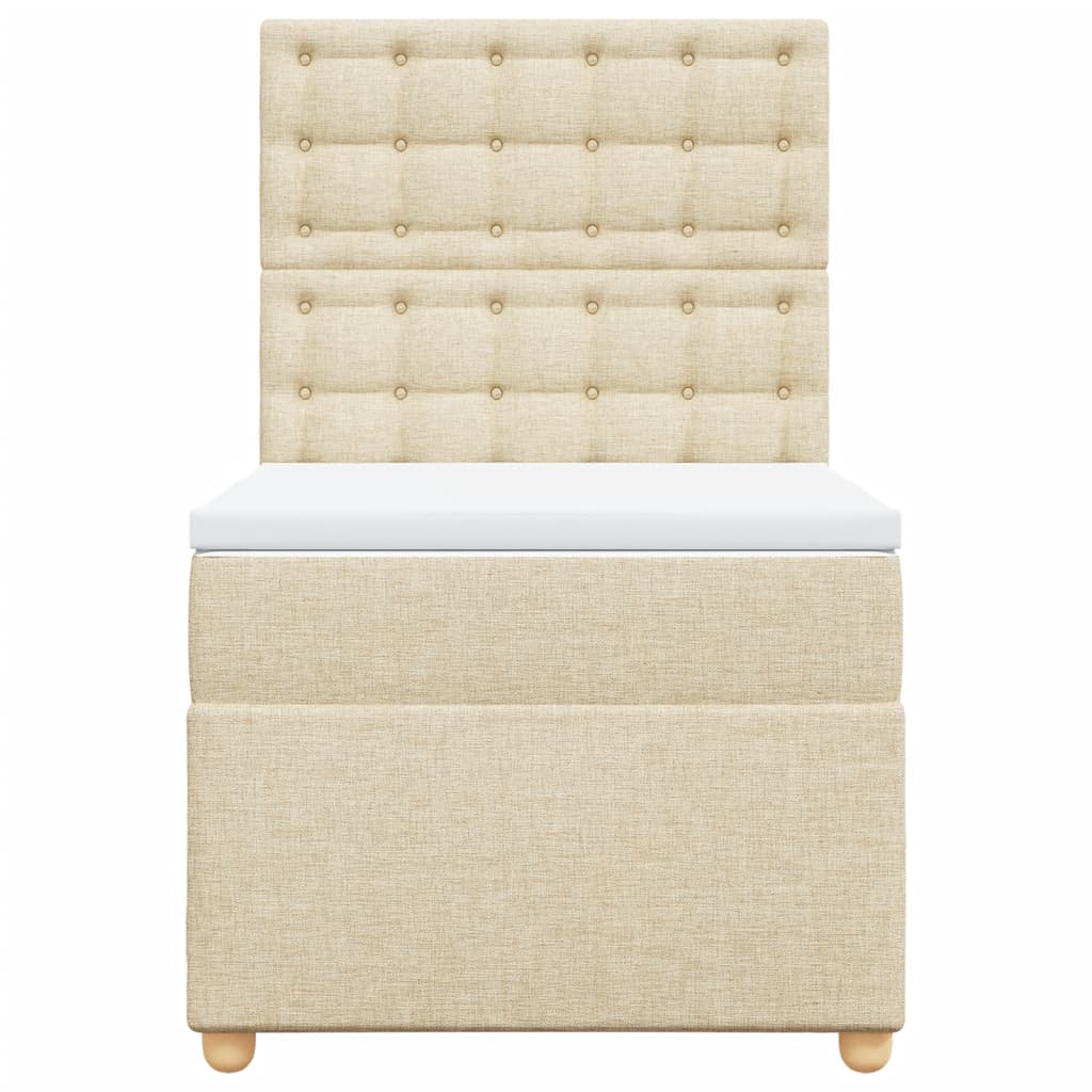 Boxspring met matras stof crèmekleurig 100x200 cm is nu te koop bij PeponiXL, paradijselijk wonen!