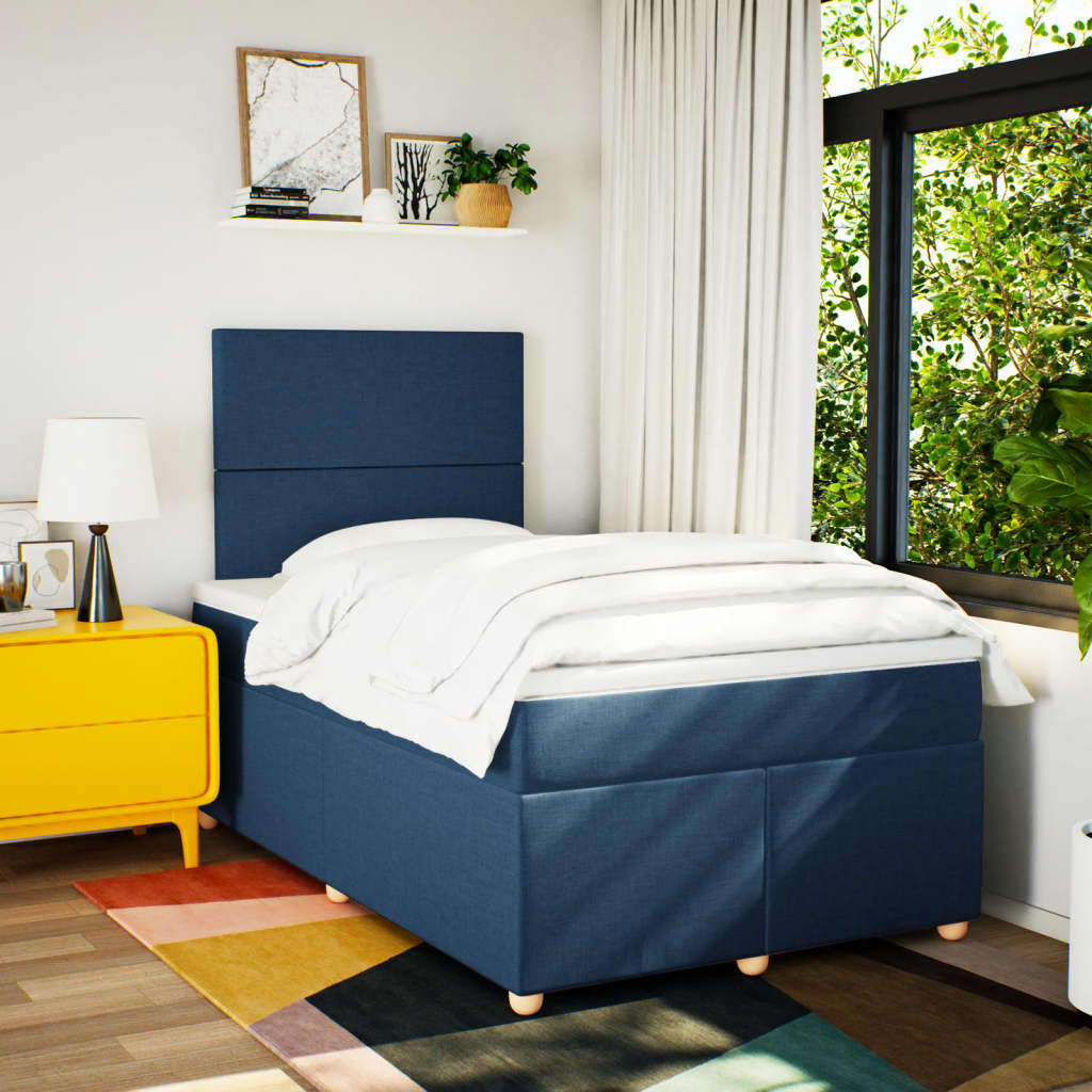 Boxspring met matras stof blauw 120x190 cm is nu te koop bij PeponiXL, paradijselijk wonen!