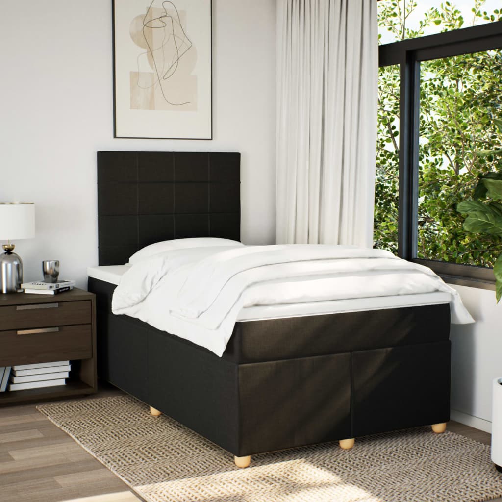 Boxspring met matras stof zwart 120x190 cm is nu te koop bij PeponiXL, paradijselijk wonen!