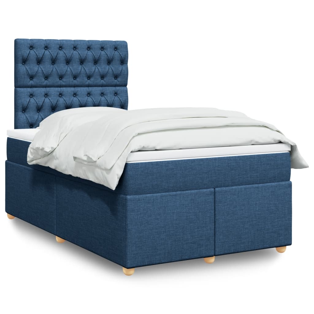 Boxspring met matras stof blauw 120x190 cm is nu te koop bij PeponiXL, paradijselijk wonen!