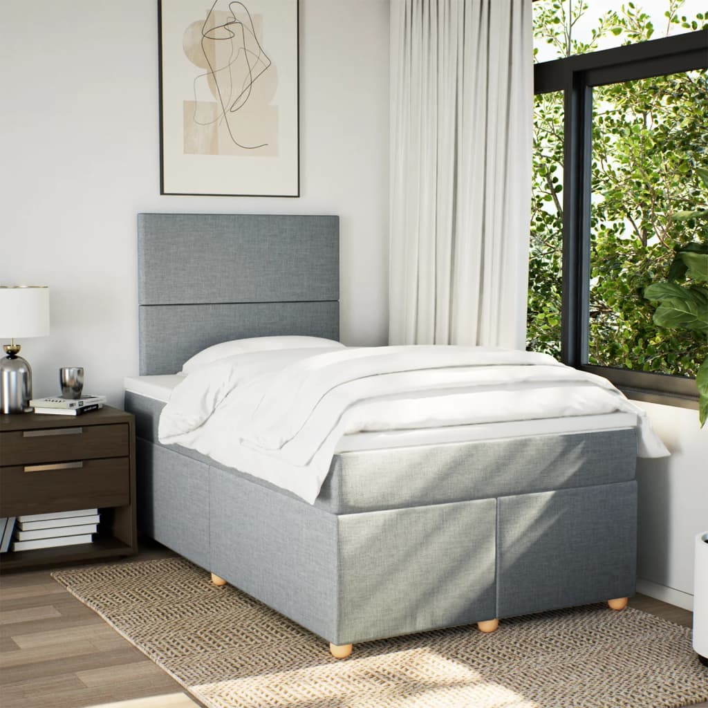 Boxspring met matras stof lichtgrijs 120x200 cm is nu te koop bij PeponiXL, paradijselijk wonen!