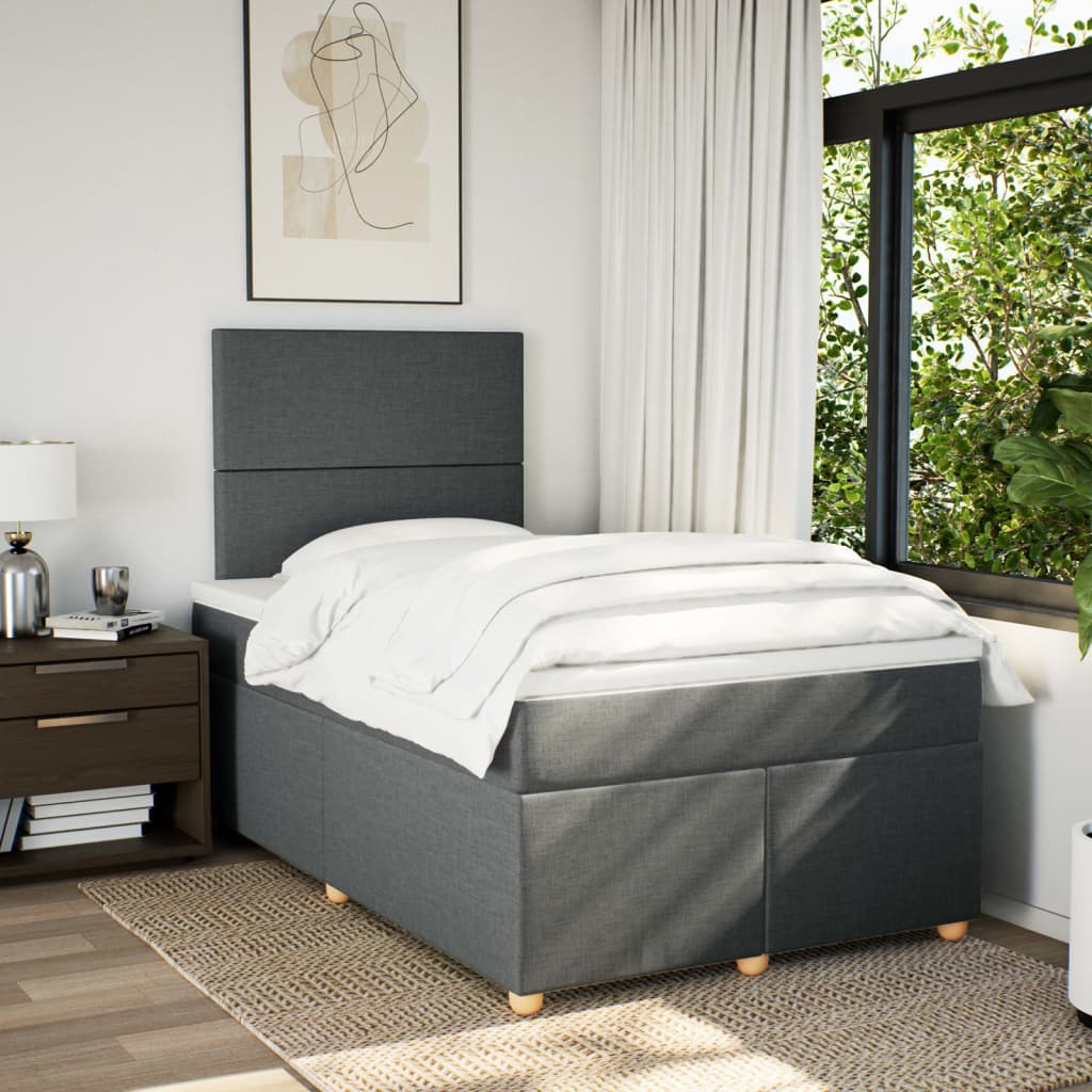 Boxspring met matras stof donkergrijs 120x200 cm is nu te koop bij PeponiXL, paradijselijk wonen!