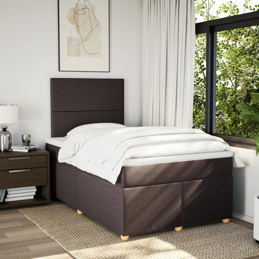 Boxspring met matras stof donkerbruin 120x200 cm is nu te koop bij PeponiXL, paradijselijk wonen!