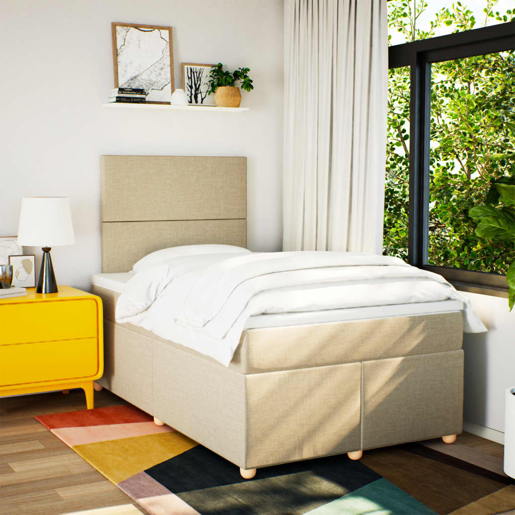 Boxspring met matras stof crèmekleurig 120x200 cm is nu te koop bij PeponiXL, paradijselijk wonen!
