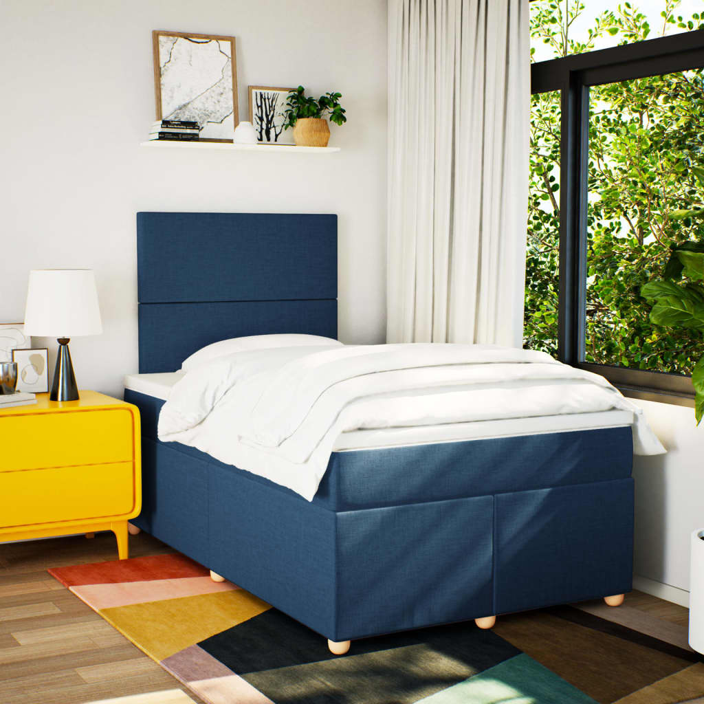 Boxspring met matras stof blauw 120x200 cm is nu te koop bij PeponiXL, paradijselijk wonen!