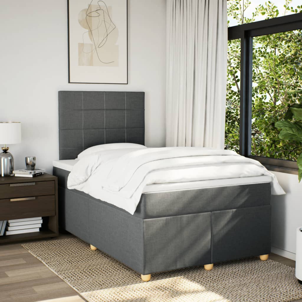 Boxspring met matras stof donkergrijs 120x200 cm is nu te koop bij PeponiXL, paradijselijk wonen!