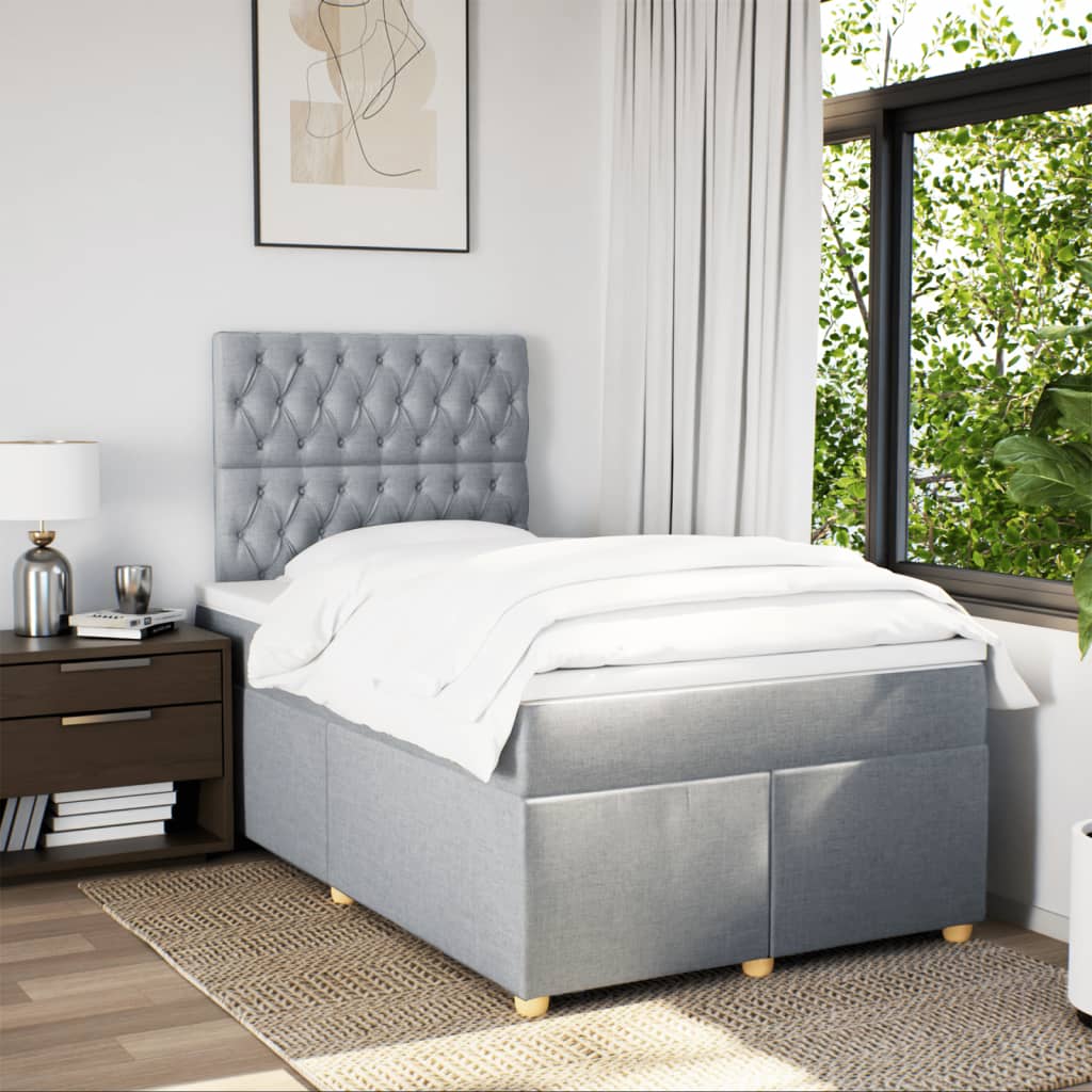 Boxspring met matras stof lichtgrijs 120x200 cm is nu te koop bij PeponiXL, paradijselijk wonen!