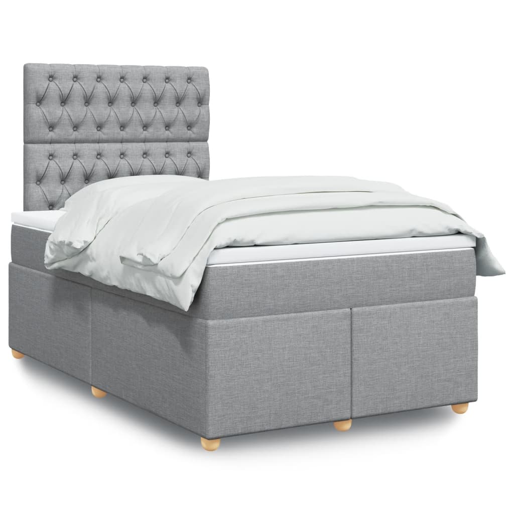 Boxspring met matras stof lichtgrijs 120x200 cm is nu te koop bij PeponiXL, paradijselijk wonen!