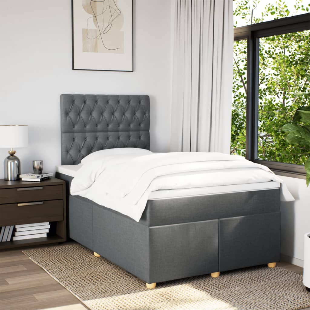 Boxspring met matras stof donkergrijs 120x200 cm is nu te koop bij PeponiXL, paradijselijk wonen!
