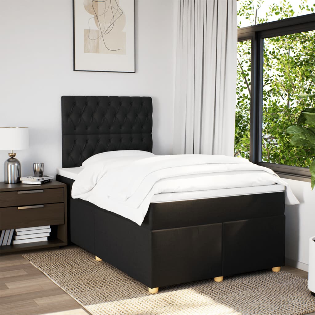 Boxspring met matras stof zwart 120x200 cm is nu te koop bij PeponiXL, paradijselijk wonen!