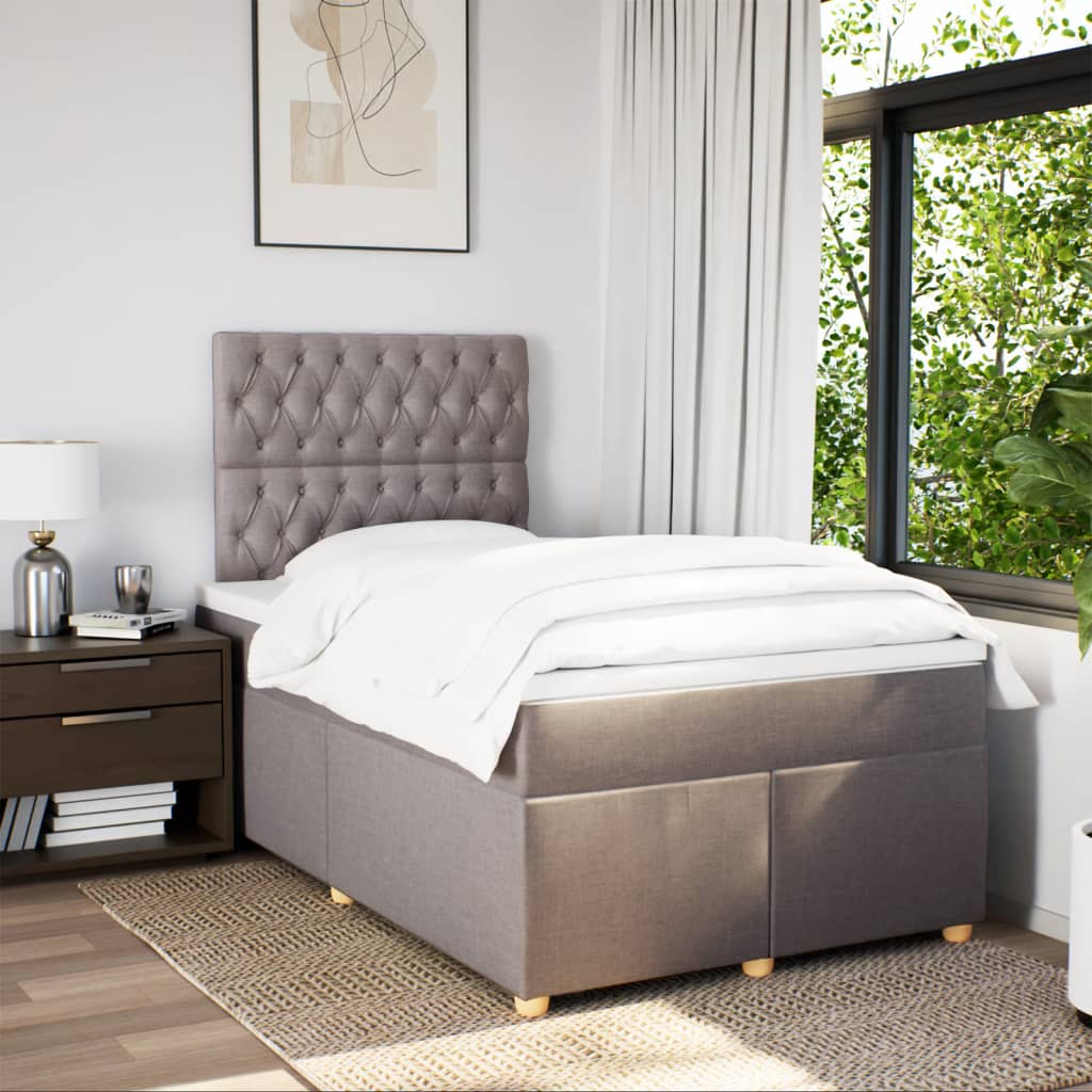 Boxspring met matras stof taupe 120x200 cm is nu te koop bij PeponiXL, paradijselijk wonen!