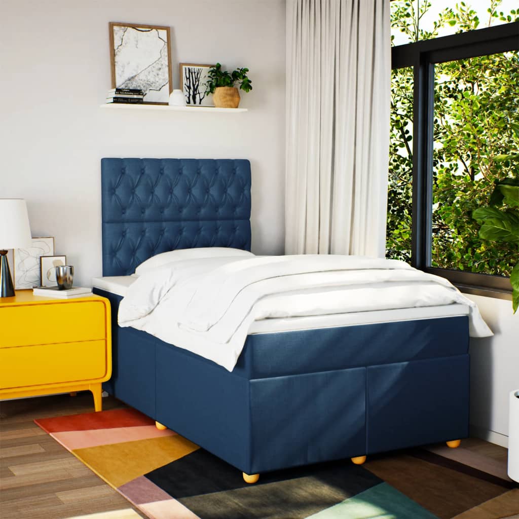 Boxspring met matras stof blauw 120x200 cm is nu te koop bij PeponiXL, paradijselijk wonen!